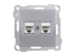 Розетка компьютерная 2xRJ45 (Cat5e) серебро