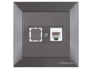 Розетка телефонная 1хRJ12 (скрытая) дымчатая