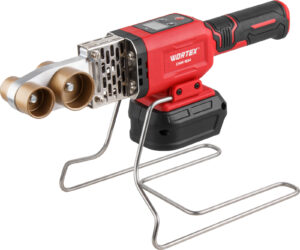 Аккум. сварочный аппарат для полимерных труб WORTEX CWM 1834 ALL1 XLT SOLO + 3 насадки